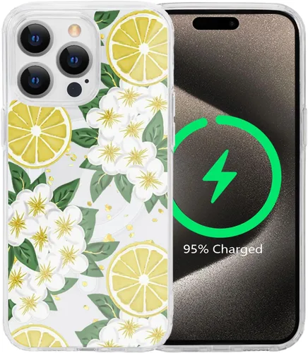 Vista 36 de Funda magnética de flores para iPhone 15 [compatible con MagSafe] Bonito patrón floral transparente a prueba de golpes