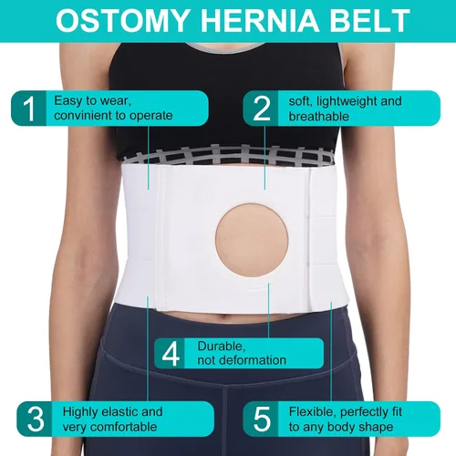 Vista 2 de Cinturón de ostomía médica Cinturón de soporte para hernia de ostomía y hernia abdominal, soporte de estoma para pacientes con colostomía