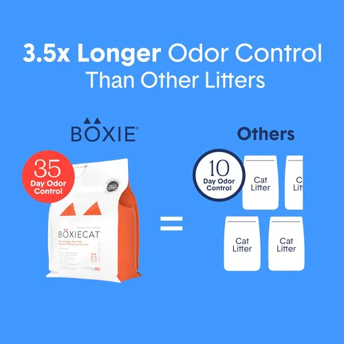 Vista 6 de Boxie® - Arena aglutinante de arcilla extra fuerte con control de olores de 35 días para gatos y gatitos, 16 libras, 99.9% libre de polvo, fórmula