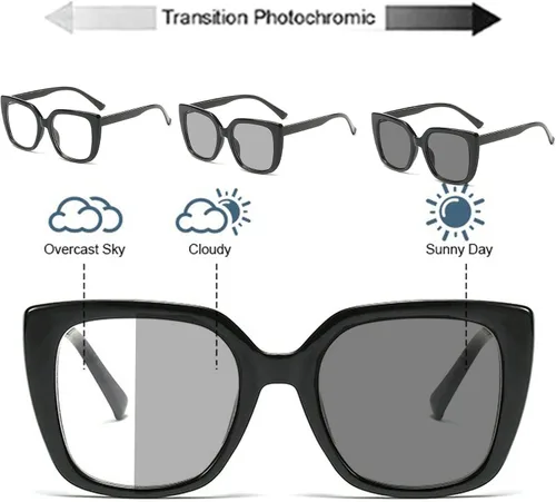 Vista 3 de Gafas de lectura multifocales progresivas de ojo de gato fotocromático de transición para mujeres gafas de sol de visión ajustable lector