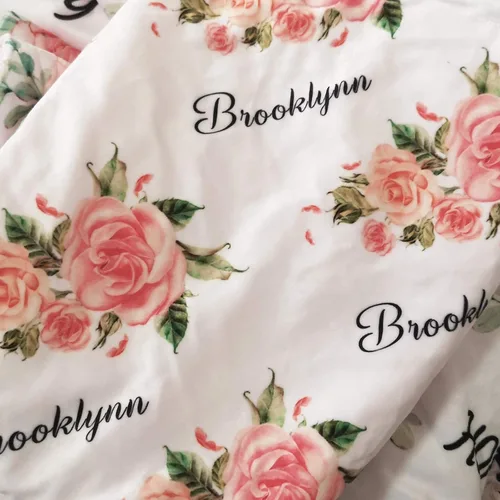 Vista 4 de Mantas de bebé personalizadas para niñas con nombre, manta de rosa rosa para bebé, niña, recién nacida, artículos esenciales imprescindibles
