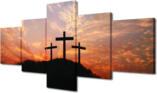 Vista 55 de TUMOVO Decoración de pared de iglesia cristiana de 3 paneles, imágenes de la resurrección de Jesús para sala de estar, dormitorio, cocina