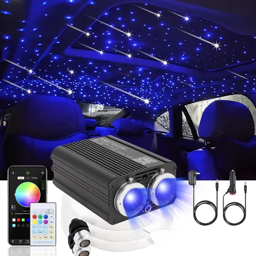 Vista 10 de Twinkle Headliner Star Light Kit 500Pcs* 0.03in* 9.8ft Luces de fibra óptica APP/control remoto, sonido RGBW activado, modo de música, para techo