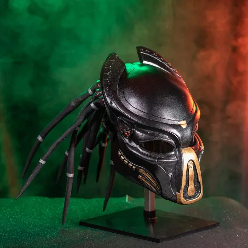 Vista 4 de Xcoser Máscara de depredador con rastas, accesorios para disfraz de cabello para Halloween y cosplay