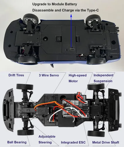 Vista 6 de HLSFWDRIVE LDRC 1/18 RC Drift Car con Gyro RWD Drift RC Car para adultos