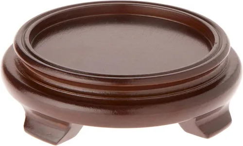 Vista 4 de Plymor Base de exhibición con patas de chapa de madera redonda negra, 5.5 pulgadas de ancho x 5.5 pulgadas de profundidad x 1.375 pulgadas de alto