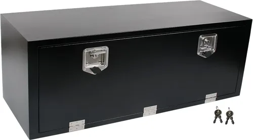 Vista 11 de Caja de herramientas de acero negro de 24 pulgadas, para camioneta, coche, remolque, almacenamiento en exterior, organizador de herramientas