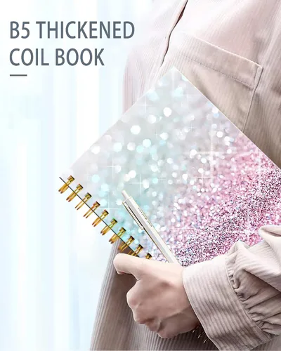 Vista 4 de iampanda Cuaderno con espiral, encuadernación fuerte de doble alambre con papel de primera calidad para niñas y mujeres, 60 hojas de lujo a la moda