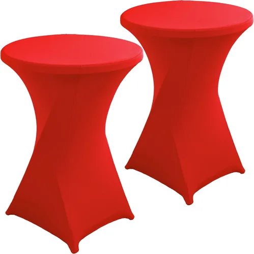 Vista 17 de Paquete de 2 Fundas para Mesa de Cóctel de Spandex Champán de 32x43 Pulgadas, Mantel de Cóctel Redondo Elástico, Funda de Mesa Highboy Ajustada