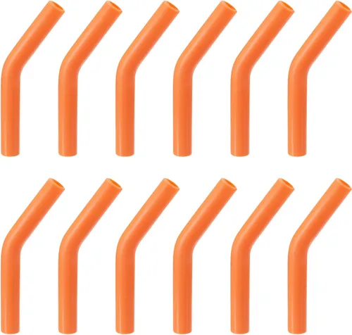 Vista 12 de uxcell 12 puntas de popote de silicona, punta de codos de paja de silicona, fundas de paja de metal suaves y reutilizables para popotes de acero