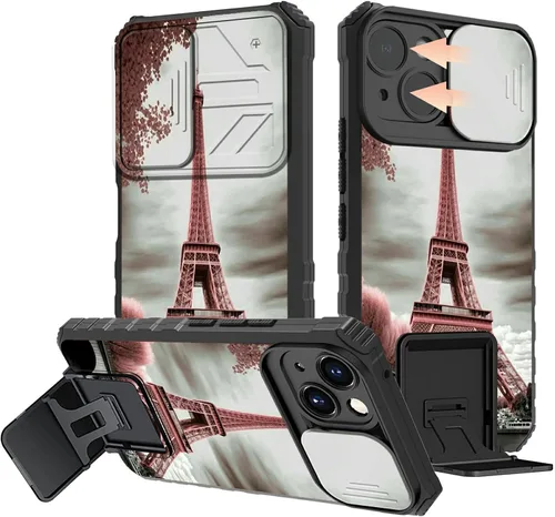 Vista 20 de Rossy Funda para iPhone 14 2022, para iPhone 14 con funda deslizante para cámara deslizante, soporte integrado, doble capa híbrida, a prueba de 1-37
