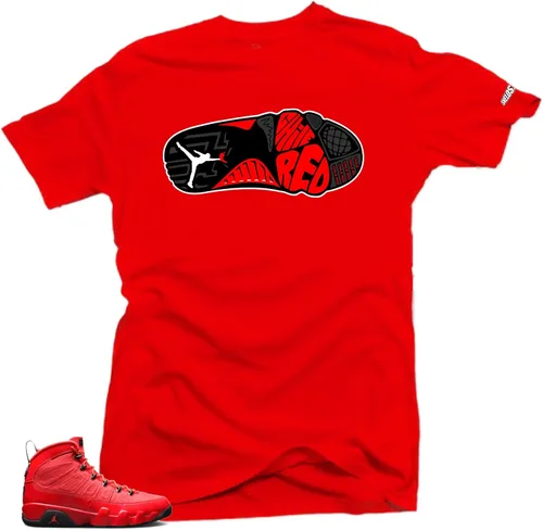 Vista 2 de SNELOS Shirt to Match Jordan 9 Chile Red Match Sneaker Tee