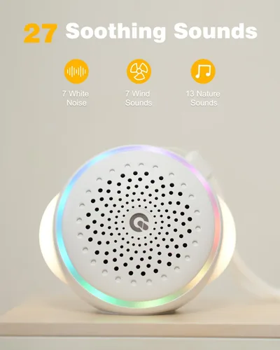Vista 2 de Máquina de sonido de ruido blanco con 27 sonidos relajantes, temporizador de sonido de sueño y función de memoria, máquina de sonido portátil