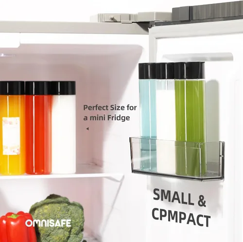 Vista 3 de 21 botellas redondas de plástico para jugo de 16 onzas con tapas, botellas transparentes vacías reutilizables con tapa a prueba de fugas