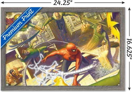 Vista 3 de Trends International Póster de Marvel Comics - Spider-Man - Battle with Sinister Six, 14.725 x 22.375 in, versión enmarcada de Barnwood