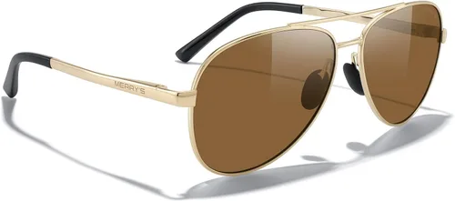 Vista 5 de MERRY'S Lentes de sol de aviador para hombres y mujeres, lentes polarizados para conducir, lentes espejados, protección UV 400, 2.283 in
