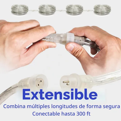 Vista 7 de Cuerda de luces LED de 10 pies, permanente, impermeable, conectable, flexible, con tubo de PVC transparente, certificado ETL, iluminación festiva
