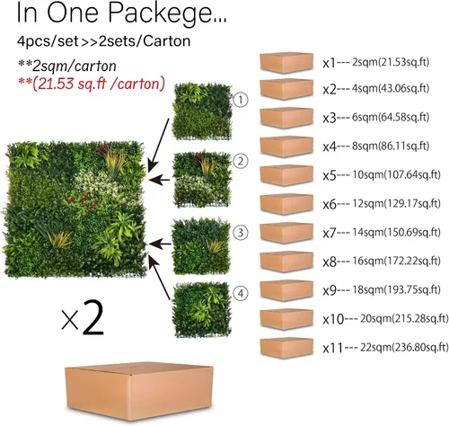 Vista 4 de KuGuo Paneles de césped sintético para setos de plantas para interiores y exteriores, seto de follaje, paneles de pared de césped sintético de 40 x