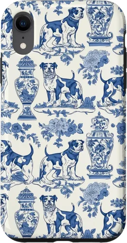 Vista 25 de Chinoiserie Dog Blue Toile Ginger Preppy Grandmillennial - Carcasa para iPhone 16