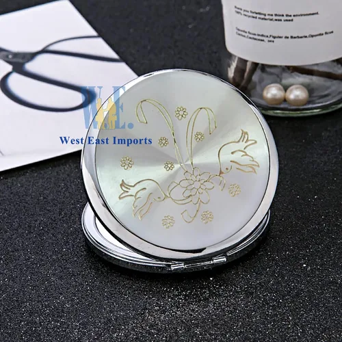 Vista 5 de Favores de boda (12 piezas) personalizado grabado láser de despedida de soltera, decoración de mesa de compromiso espejo compacto