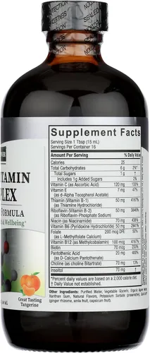 Vista 6 de Nature's Answer El complejo líquido de vitamina B apoya niveles de energía saludables Promueve la función nerviosa saludable Sabor a mandarina