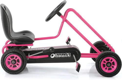 Vista 10 de Hauck Lightning Go Kart con pedal para niños de 4 a 8 años, asiento de cubo ajustable, ruedas de plástico con perfil de goma, freno de mano para Rosa
