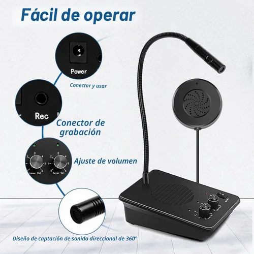Vista 6 de Daytech Intercomunicador de ventana con altavoz externo, altavoz fuerte, conectar micrófono inalámbrico, conversación de intercomunicación a través