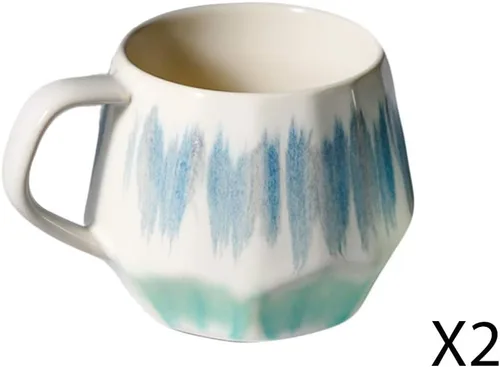 Vista 3 de Homvare Taza de café de porcelana, taza de té, paquete de 2, 10 onzas Azul verde azulado - Paquete de 2