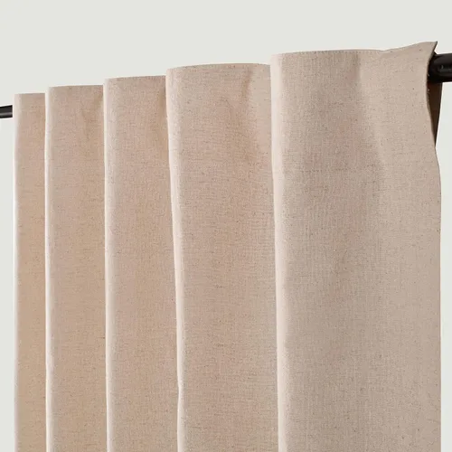 Vista 2 de Cortinas de algodón de 50 x 96 pulgadas de lino con pestañas superiores, juego de 2 paneles de ventana inversa de 96 pulgadas de largo, cortinas