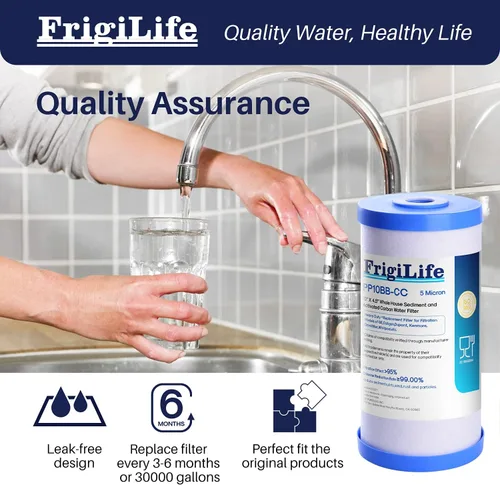Vista 6 de FXHTC - Filtro de agua de carbón activado por sedimentos de 5 micrones, 10 x 4.5 pulgadas, repuesto para GE FXHTC, GXWH40L, GXWH35F, GNWH38S