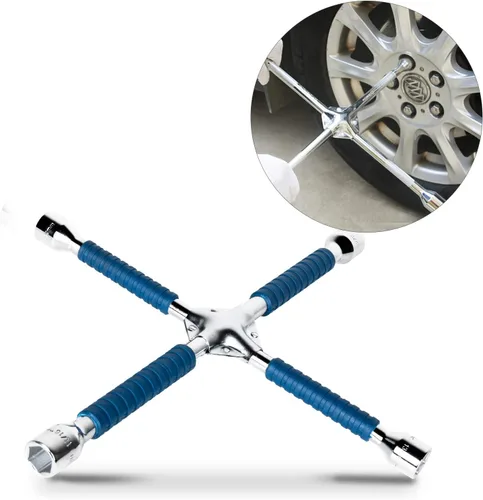 Vista 6 de ETERNA Llave de Tuercas de Cuatro Vías Profesional de 14 pulgadas, Llave en Cruz para Tuercas de Rueda de Automóvil, Llave de Vaso Universal