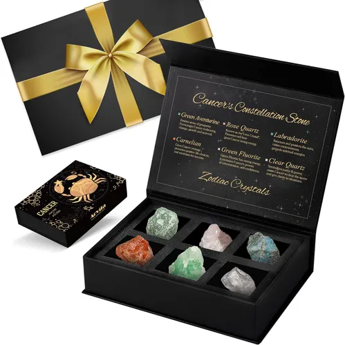 Vista 37 de Conjunto de regalo de cristales de Acuario, signos del zodiaco, piedras de nacimiento de cristales curativos con caja de horóscopo, cristales
