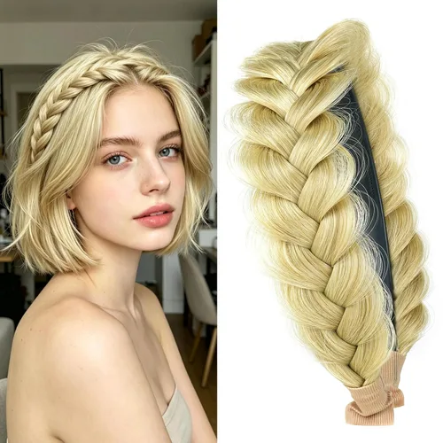 Vista 16 de Banda ancha trenzada para el cabello, accesorios para el cabello, banda elástica antideslizante para mujeres y niñas (A1002)