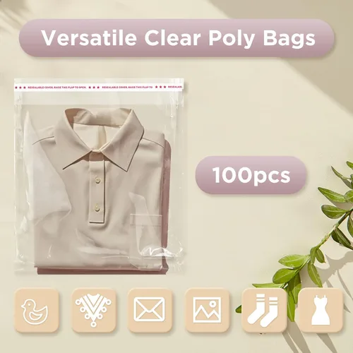 Vista 5 de Egofine Bolsas de celofán autosellables, 100 bolsas transparentes resellables para tapetes de fotos de 10 x 14 pulgadas