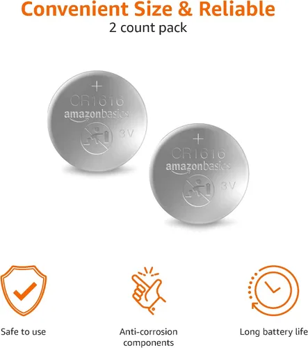 Vista 9 de Amazon Basics Paquete de 2 pilas de litio CR2025, 3 voltios, potencia de larga duración, sin mercurio