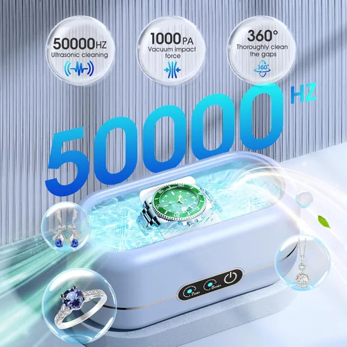 Vista 6 de Limpiador ultrasónico profesional de joyas con temporizador digital, máquina limpiadora ultrasónica de 50KHz con acero inoxidable 304 para joyas