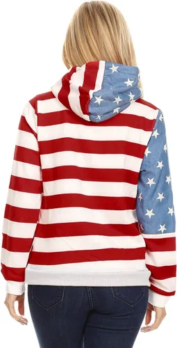 Vista 3 de Anna-Kaci - Sudadera con capucha para mujer, diseño de bandera americana, estilo patriótico de Estados Unidos