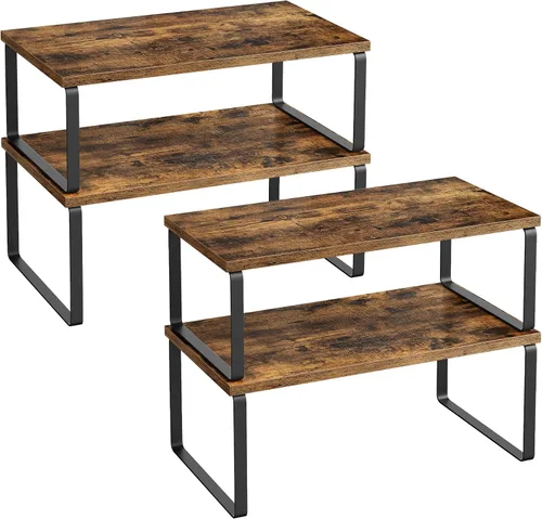Vista 10 de SONGMICS Estante organizador de gabinete, juego de 4 estantes de encimera de cocina, almacenamiento de cocina, estante de especias, apilable