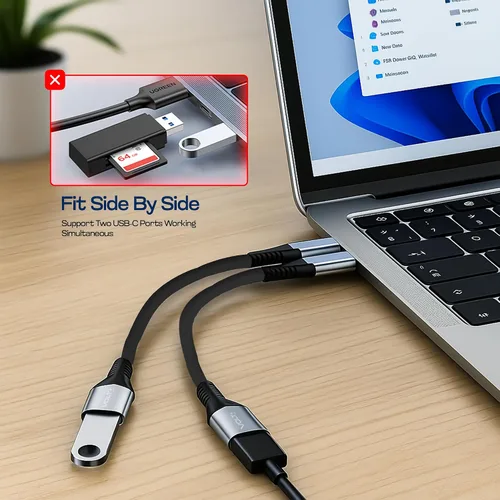 Vista 4 de OTG - Adaptador USB-C a USB 3.0 [paquete de 2] Thunderbolt 3 compatible con Apple MacBook Pro/Air iPhone 16 Pro Max/Plus/15 Samsung Galaxy