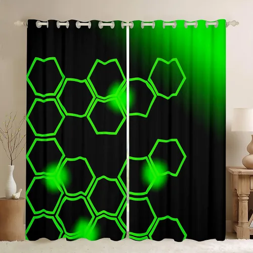 Vista 12 de Cortinas de oscurecimiento rojas y negras (2 paneles, 38 x 45 pulgadas), cortinas de panal para dormitorio, sala de estar, decoración de niños