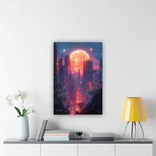 Vista 6 de XAHOR Cyber Y2K Vaporwave Wall Art – Retro Futuristic Poster for Aesthetic Room Decor Canvas Poster Wall Art Decor Print Picture Paintings for