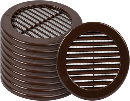 Vista 15 de Paquete de 10 cubiertas redondas de ventilación de aire de 4 pulgadas – Deflector de ventilación de aire Soffit de plástico blanco con malla