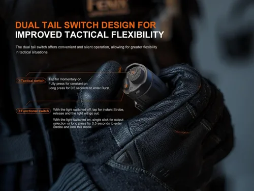 Vista 5 de Linterna táctica Fenix TK17 de 3600 lúmenes, luz de servicio, largo alcance con batería recargable USB-C