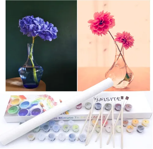 Vista 11 de BAISITE 0304 - Kit de pintura por números para adultos principiantes; paquete de 2 lienzos de 8 pulgadas de ancho x 12 pulgadas de largo; caja