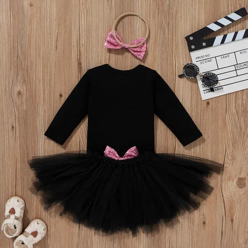 Vista 2 de 0-24 meses para niños pequeños lindos trajes de Halloween faldas tutú diadema 3 piezas para niñas