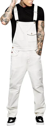 Vista 6 de Snoly Monos casuales de algodón para hombre con correas de hombro con pechera de camuflaje, pantalones largos