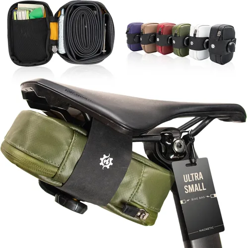 Vista 20 de Bolsa de sillín magnética Lumiere & Co. Falcon – Bolsa de bicicleta ultra pequeña de 0.37L, cierre magnético rápido Bolsa de asiento específica