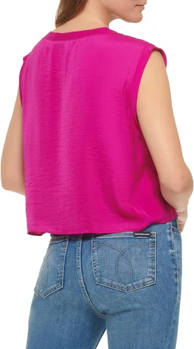 Vista 4 de Calvin Klein Blusa sin mangas para mujer con plisado invertido (estándar y más), Vidrio de mar