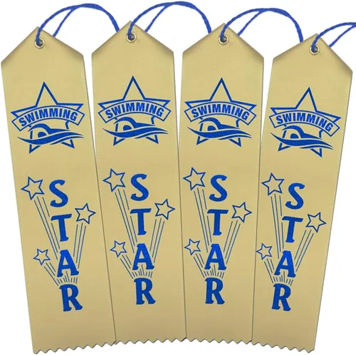 Vista 14 de RibbonsNow Cintas de natación 1er lugar - 100 cintas azules con tarjeta y cuerda 1er Lugar - Azul