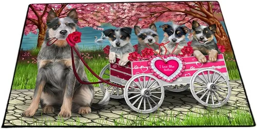 Vista 13 de Doggie of the Day Blue Heeler Dogs Floor Mat - 4th of July Independence Day - Best Dog Doormat - Protector Decor - Unique Portrait Art - Premium